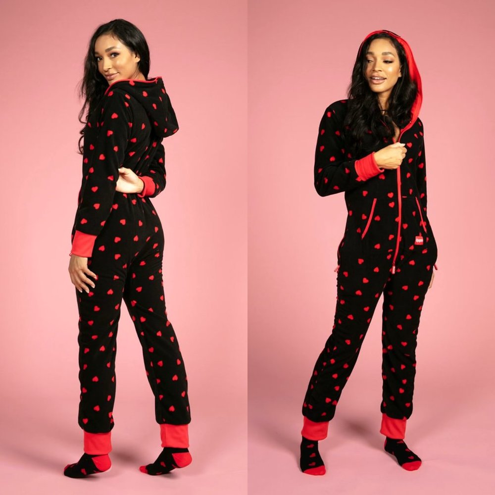 Tipsy Elves Hearts on Fire Jumpsuit & Gift Box NWT